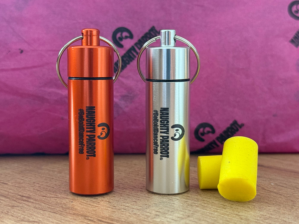 Naughty Parrot Earplugs – in Branded Keyring Tube