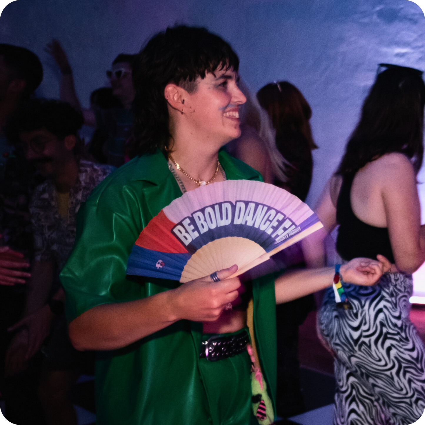 Naughty Parrot Wooden Hand Fan