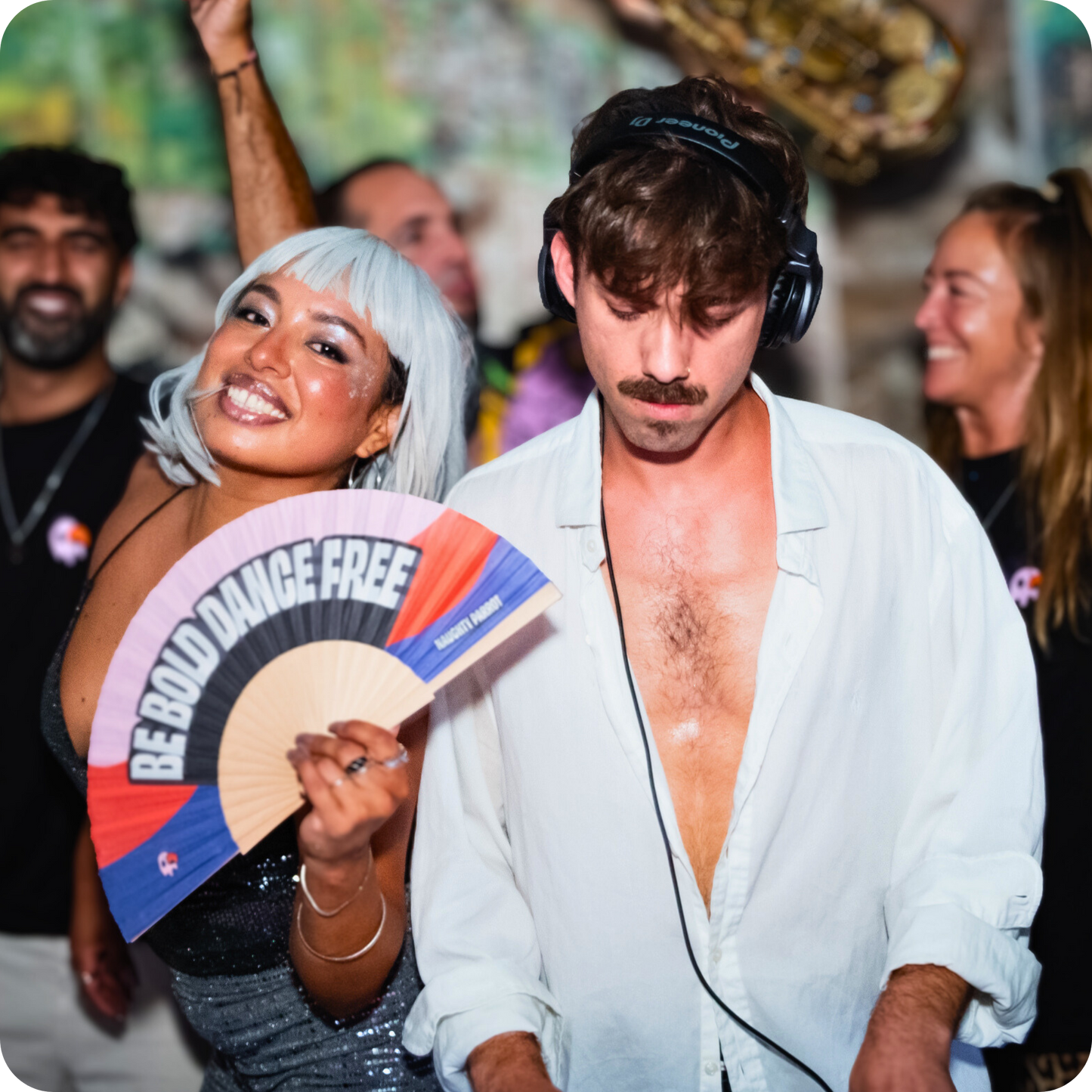 Naughty Parrot Wooden Hand Fan